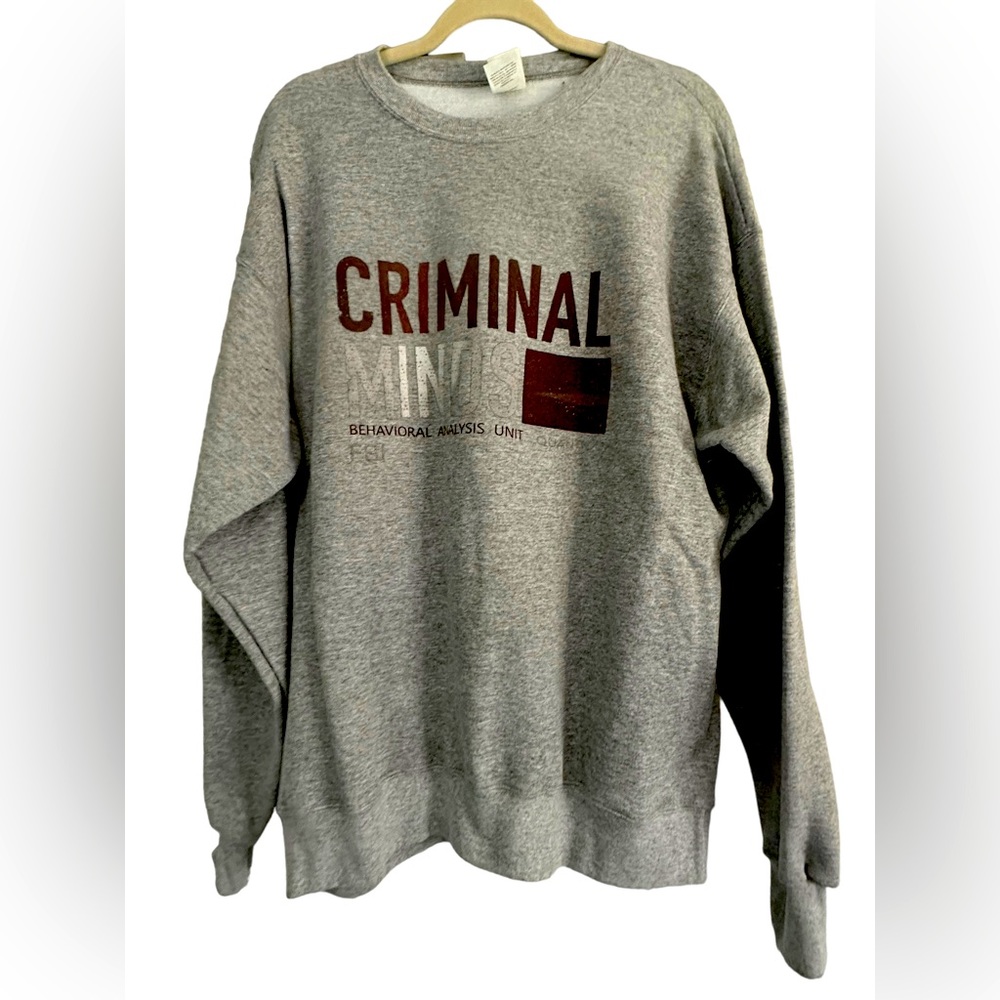 Criminal Minds FBI Sweatshirt Crewneck Gray Hanes Large